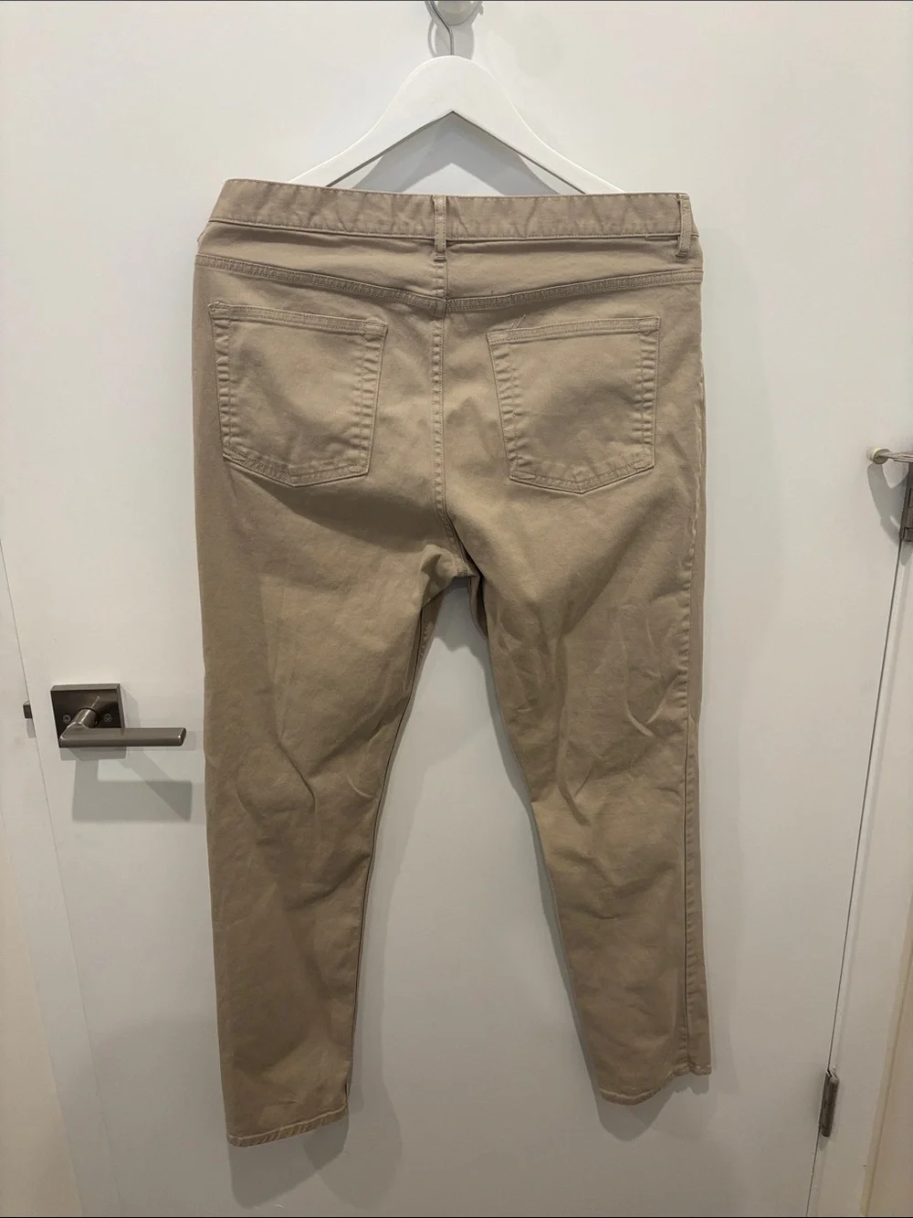 H&M Men’s Sz 34 Beige Slim Straight Pants - Neutral Casual Trousers